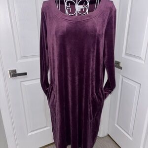 J. Jill Deep Purple Long Sleeve Dress